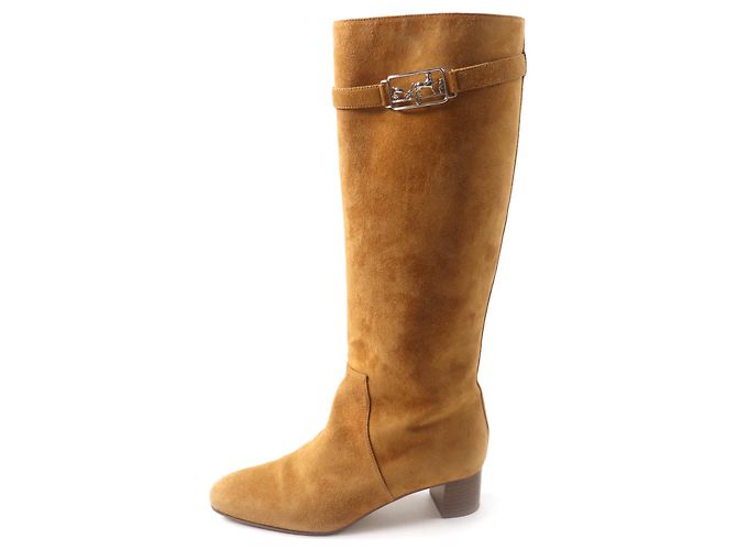 Hermès Stivali in pelle scamosciata al ginocchio Hermes 36 Marrone Marrone chiaro - vista 5