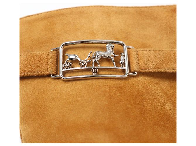 Hermès Stivali in pelle scamosciata al ginocchio Hermes 36 Marrone Marrone chiaro - vista 9