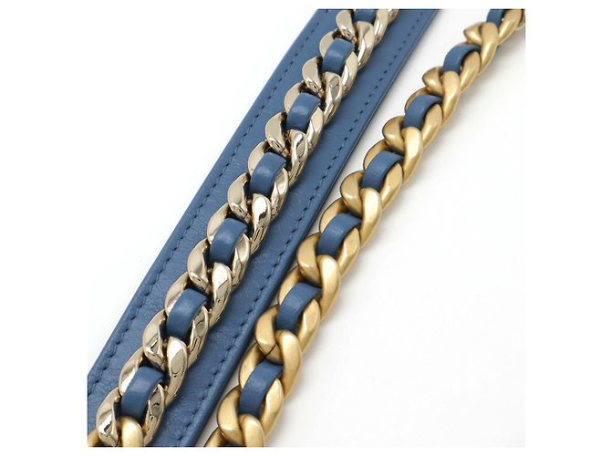 Custodia per telefono Chanel19 in denim con catena Blu - vista 4