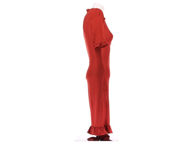 Paco Rabanne Ziegelrote Rüschenkleid - Ansicht 3