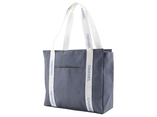 Chanel Nylon Logo Tote Bag Braun Grau - Ansicht 2