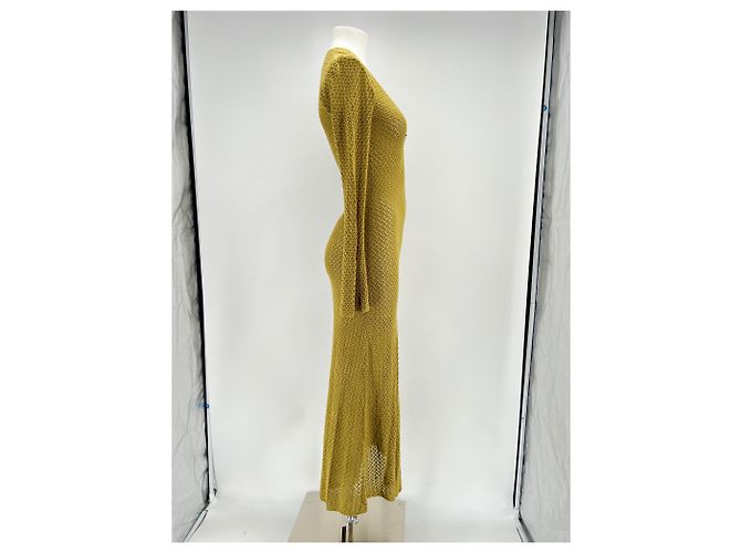 Autre Marque Häkel-Maxikleid Khaki - Ansicht 3