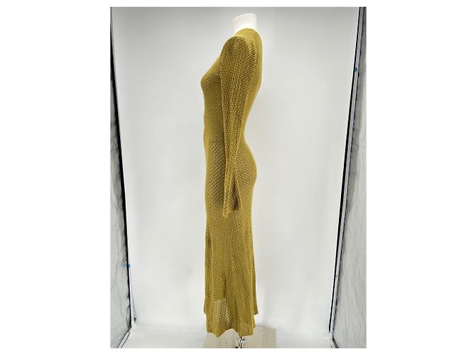 Autre Marque Häkel-Maxikleid Khaki - Ansicht 4