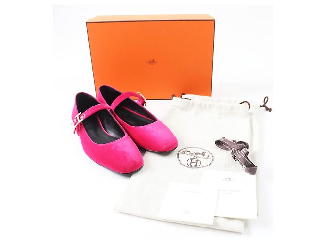 Hermès Scarpe da balletto Velor Hermes 36.5 Donne Rosa Fuschia - vista 2