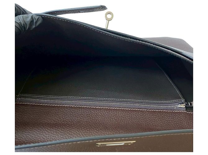 Hermès Borsa Hermes Kelly Depeches Togo Marrone - vista 10