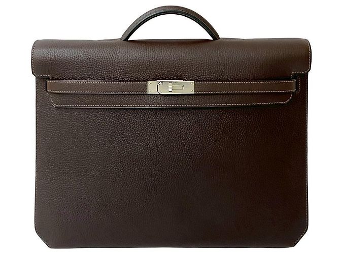 Hermès Borsa Hermes Kelly Depeches Togo Marrone - vista 2