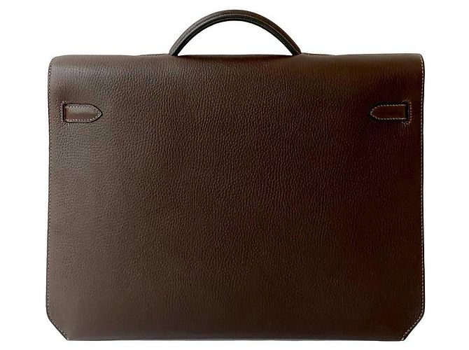 Hermès Borsa Hermes Kelly Depeches Togo Marrone - vista 4