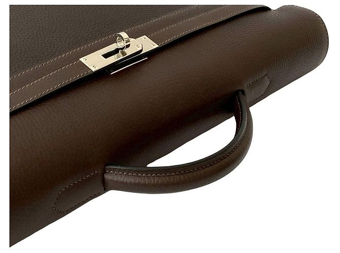 Hermès Borsa Hermes Kelly Depeches Togo Marrone - vista 5