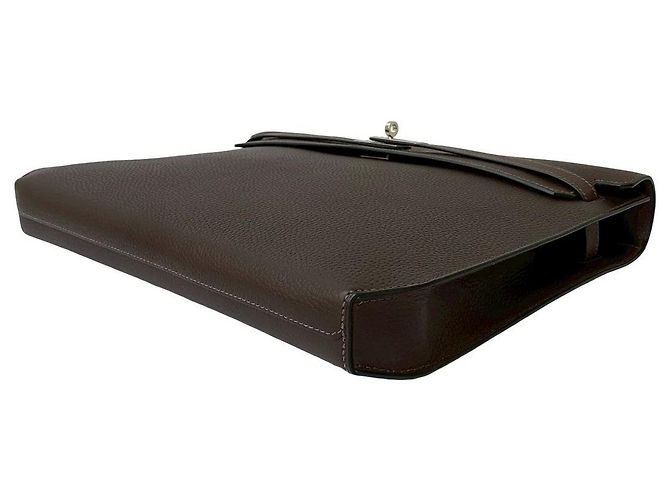 Hermès Borsa Hermes Kelly Depeches Togo Marrone - vista 9