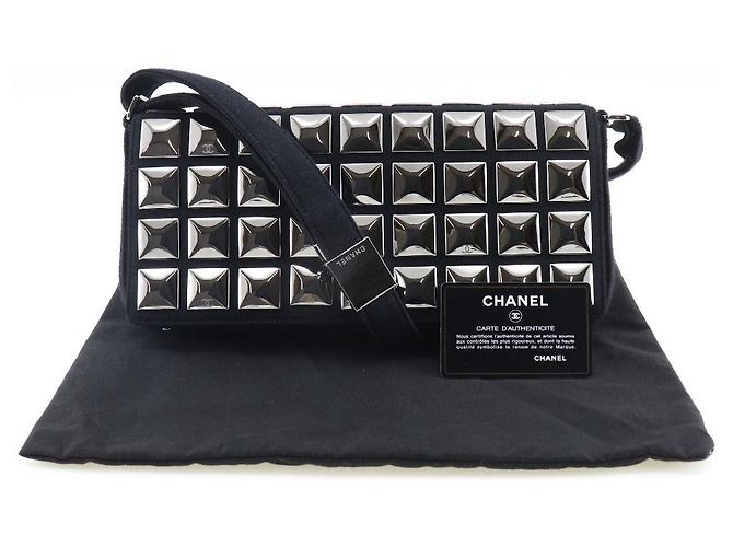 Borsa a spalla in cotone Chanel Choco Bar Ice Cube Nero - vista 10