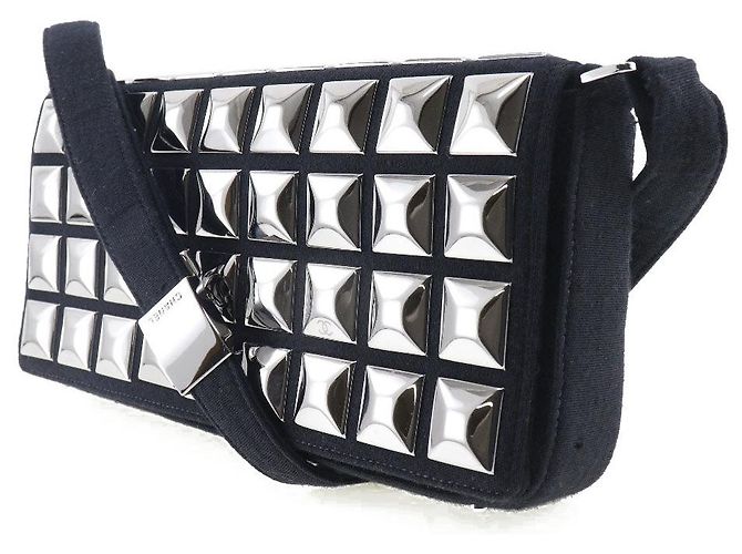 Borsa a spalla in cotone Chanel Choco Bar Ice Cube Nero - vista 2