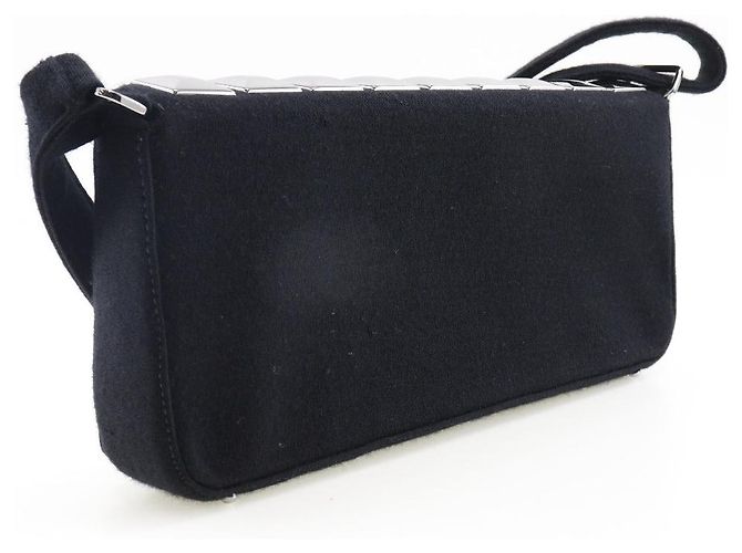 Borsa a spalla in cotone Chanel Choco Bar Ice Cube Nero - vista 3