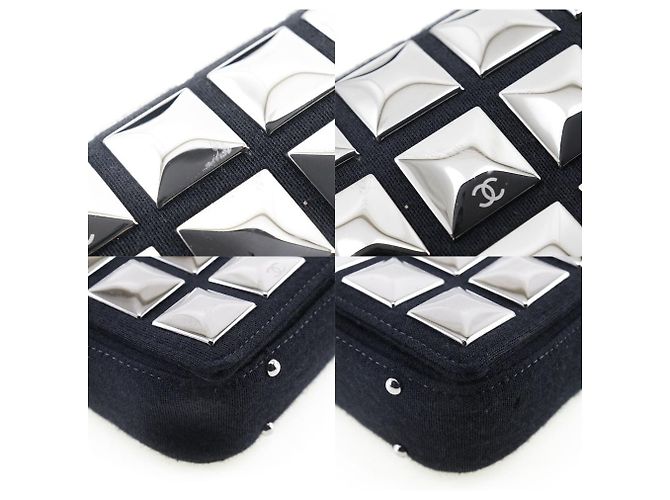 Borsa a spalla in cotone Chanel Choco Bar Ice Cube Nero - vista 4