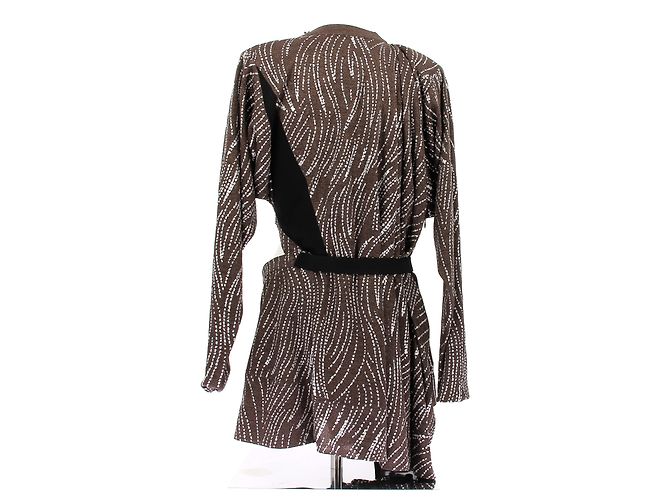 Vestido Louis Vuitton marrón iridiscente con strass Castaño - vista 2