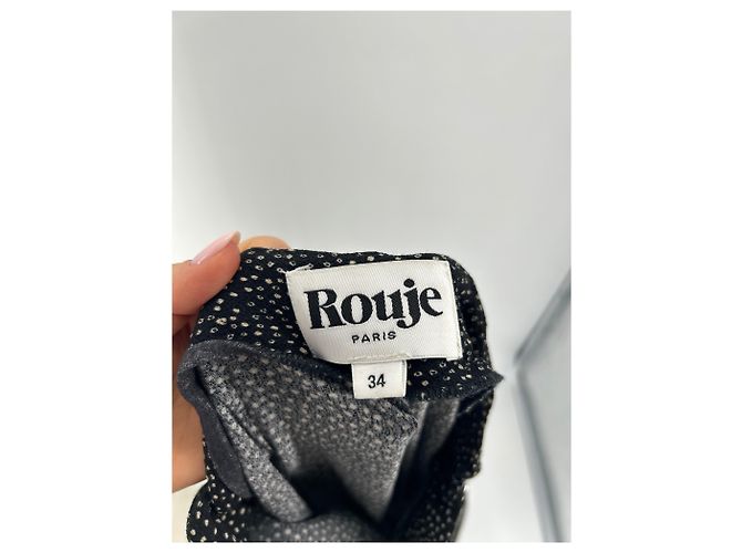 Calças Rouje Pretas com Bolinhas de Viscose Preto - vista 3