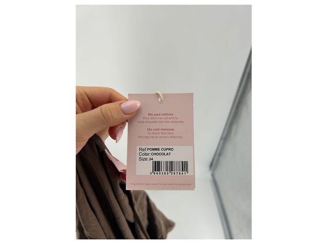 Vestido corto marrón de viscosa con cinturón Rouje Castaño - vista 5