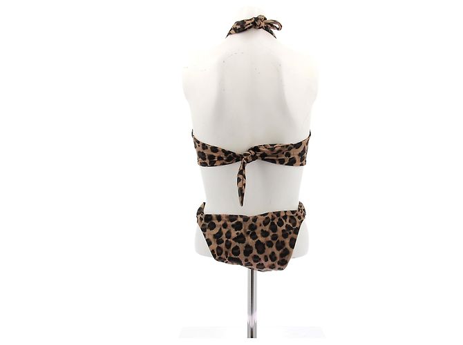 Autre Marque Costume da bagno a due pezzi e pareo con motivo leopardato Marrone - vista 2
