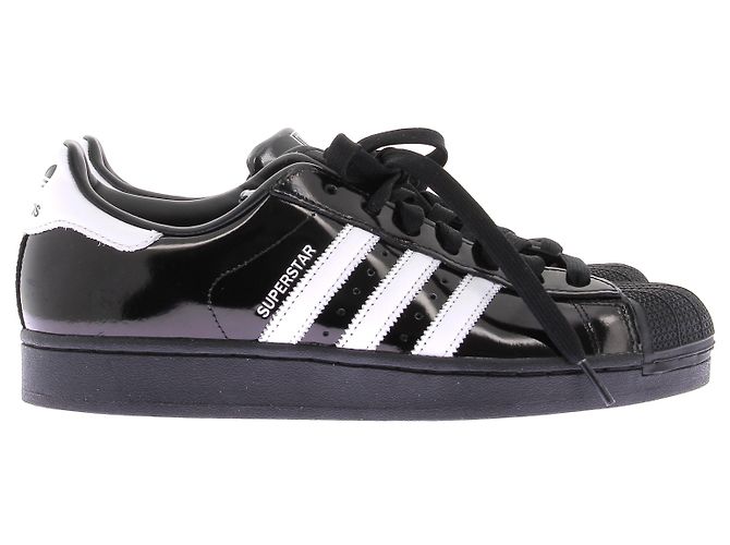 Adidas Baskets "Supertars II" en cuir noir vernis - view 2