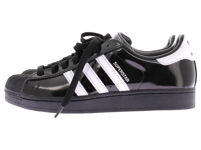 Adidas Baskets "Supertars II" en cuir noir vernis - view 3