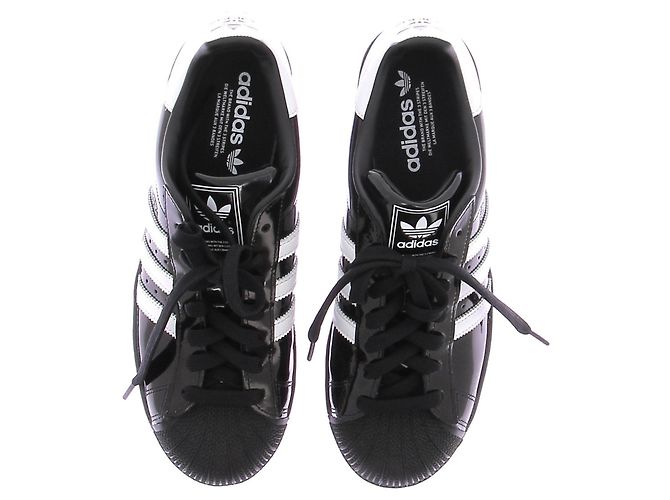 Adidas Baskets "Supertars II" en cuir noir vernis - view 6