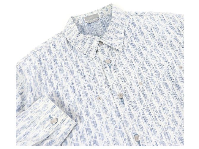 Camisa de mezclilla con estampado oblicuo de algodón Dior Azul - vista 2