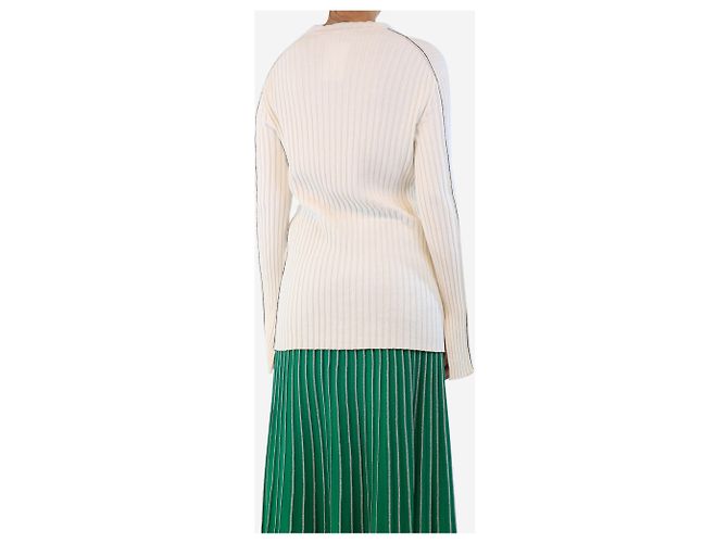 Céline Suéter blanco de canalé - talla S - vista 2