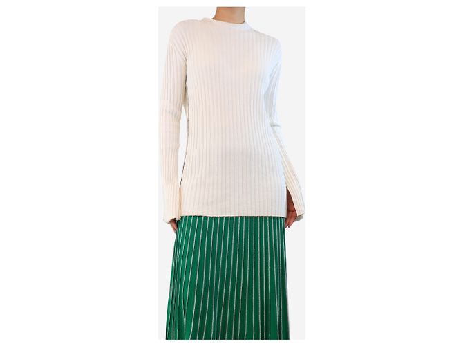 Céline Suéter blanco de canalé - talla S - vista 3