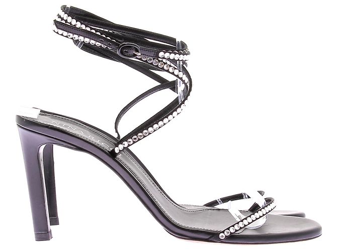 Nina Ricci Schwarze Leder High Heels mit Strass - Ansicht 2