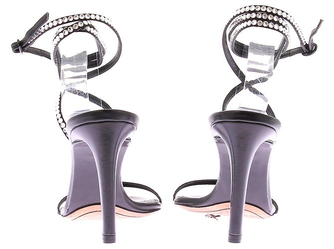 Nina Ricci Schwarze Leder High Heels mit Strass - Ansicht 5