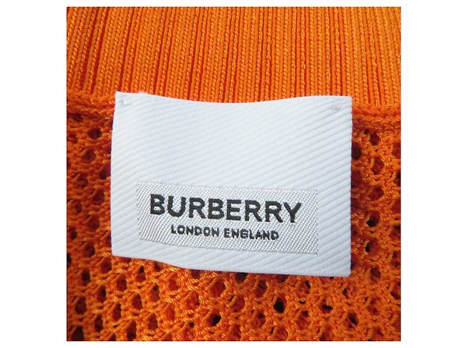 Céline Burberry Rayon V-Ausschnitt Mesh Tunika Kleid Orange S - Ansicht 5
