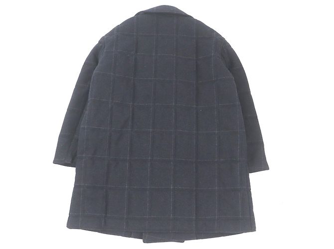 Hermès Abrigo doble de cachemira y lana a cuadros Hermes Azul Azul marino - vista 4