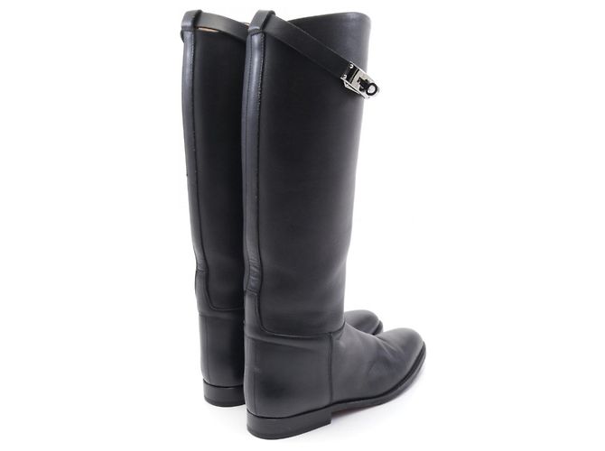 Hermès Jumping Kelly Lederstiefel Schwarz - Ansicht 2