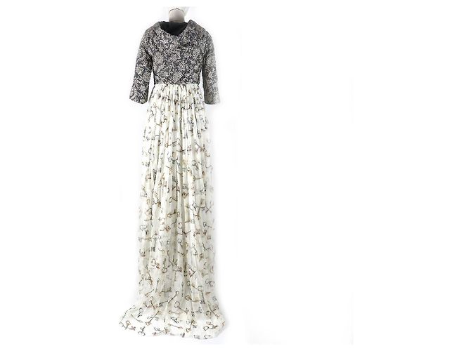 Dolce & Gabbana Seiden-Maxikleid 38 Beige Grau - Ansicht 3