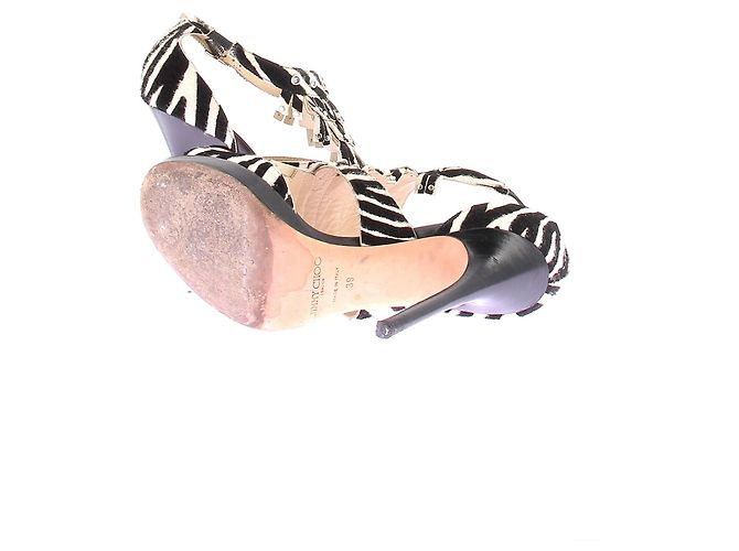 Jimmy Choo Absatzsandalen mit Zebramuster Schwarz - Ansicht 7