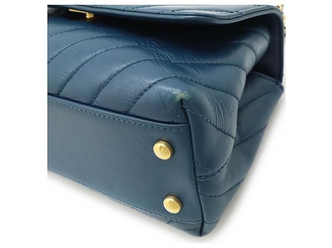 Chanel Coco Handle Chevron Leder 2-Wege Tasche Blau - Ansicht 3