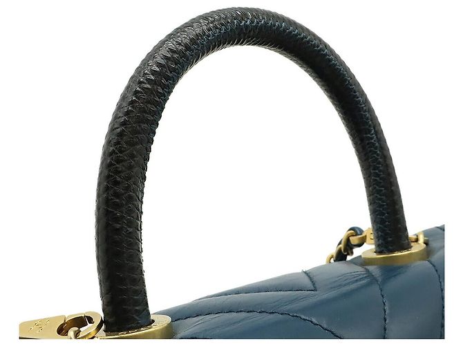 Chanel Coco Handle Chevron Leder 2-Wege Tasche Blau - Ansicht 4