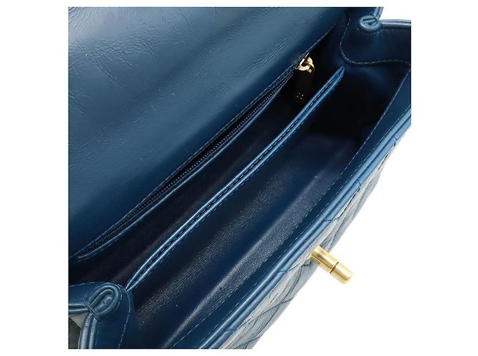 Chanel Coco Handle Chevron Leder 2-Wege Tasche Blau - Ansicht 6
