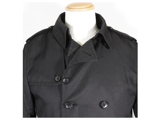 & Other Stories Polyester Shadow Stripe Trench Coat Black - view 2