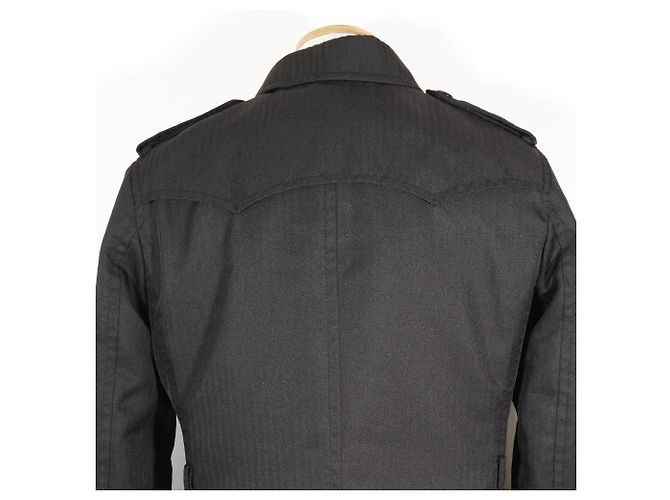 & Other Stories Polyester Shadow Stripe Trench Coat Black - view 4