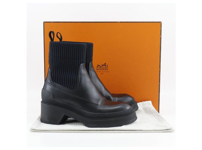 Hermès Stivaletti a caviglia a coste Hermes neri Nero - vista 10