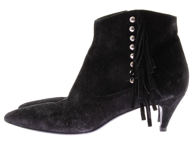 Saint Laurent Botines negros de ante con flecos - vista 3