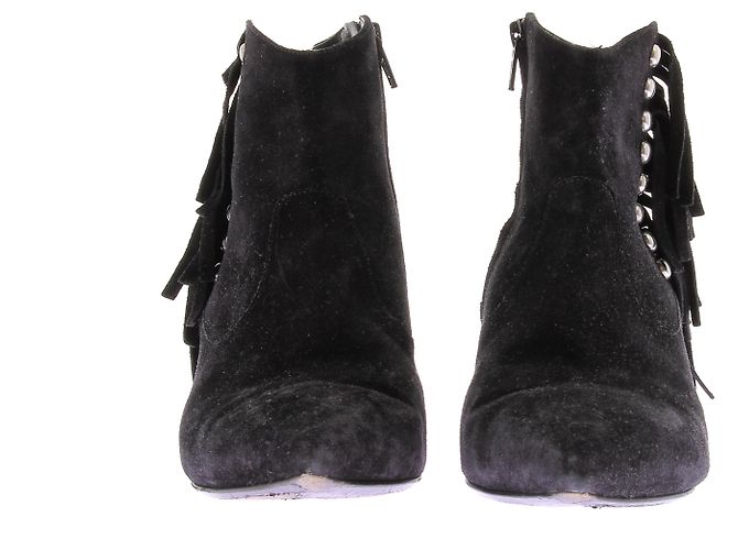 Saint Laurent Botines negros de ante con flecos - vista 4