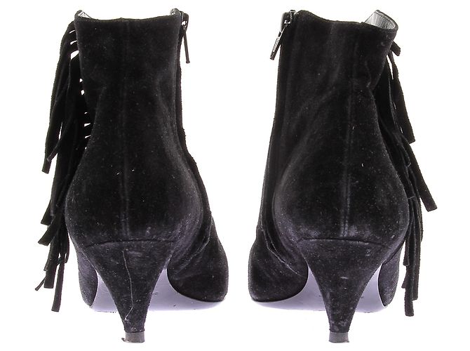 Saint Laurent Botines negros de ante con flecos - vista 5