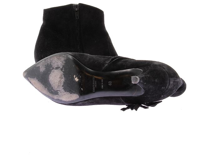 Saint Laurent Botines negros de ante con flecos - vista 7