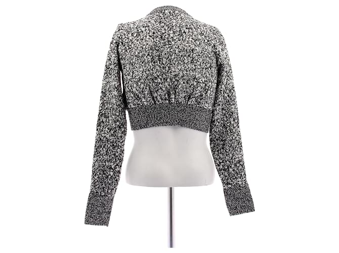 Paco Rabanne Glänzender kurzer Pullover Schwarz Weiß Grau - Ansicht 2