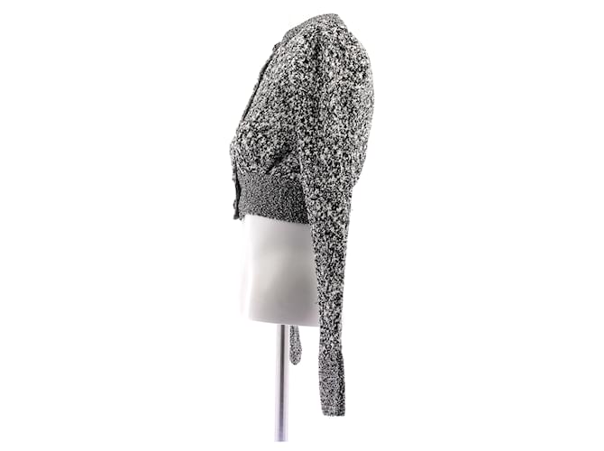 Paco Rabanne Glänzender kurzer Pullover Schwarz Weiß Grau - Ansicht 4