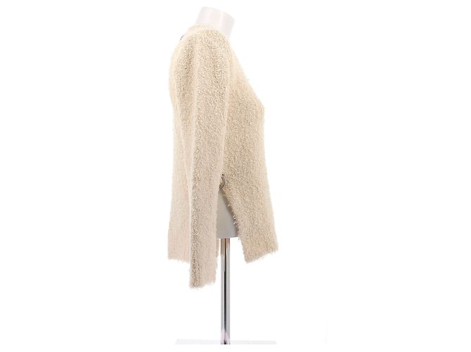Paco Rabanne Fleece Pullover Creme Baumwolle S Kamel - Ansicht 3