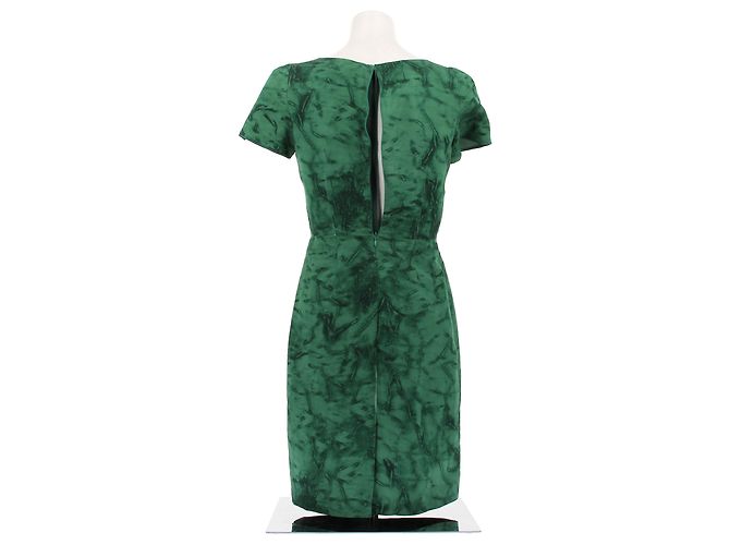 Vestido midi de seda verde con mangas cortas Prada - vista 2