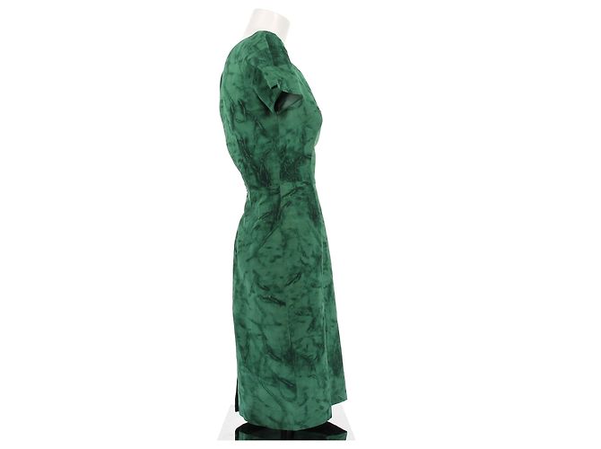 Vestido midi de seda verde con mangas cortas Prada - vista 3