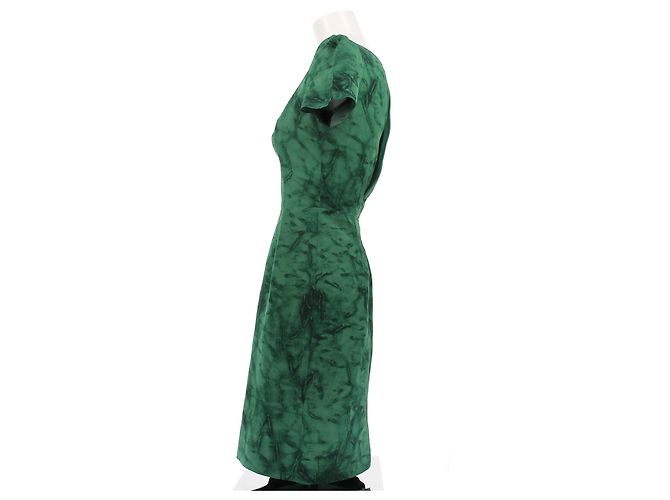 Vestido midi de seda verde con mangas cortas Prada - vista 4